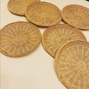 Vintage Accents - Set of 6 Vintage Boho Woven Plates Vintage Accents - Set of 6 Vintage Boho Woven Plates